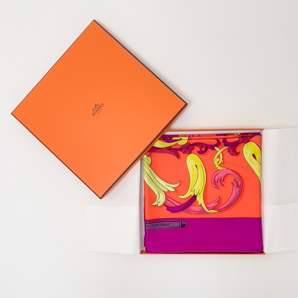 NWT Hermes Scarf "Le Mors à la Conétable" in Orange - Picture 2 of 11